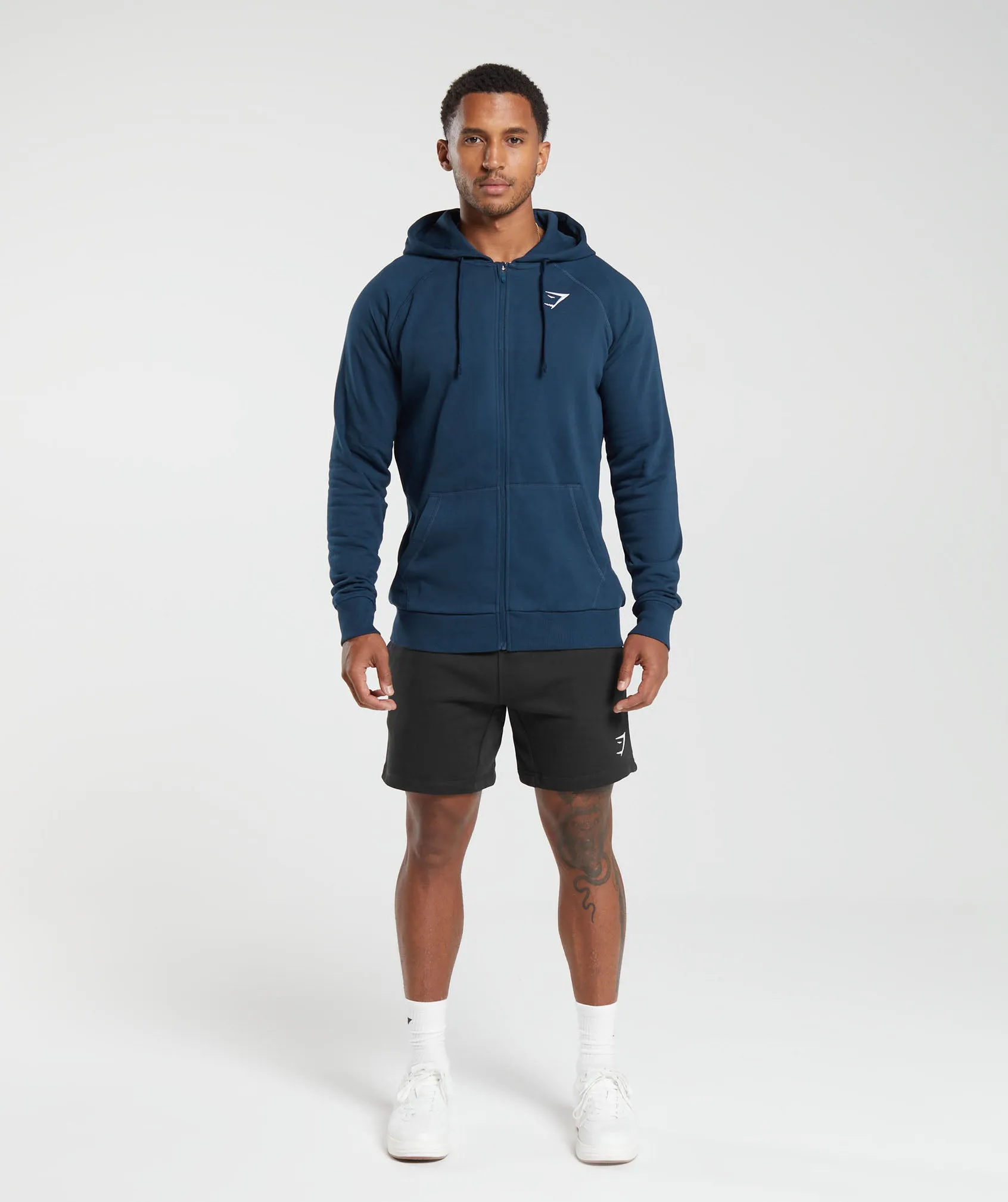 Gymshark Crest Zip Up Hoodie - Navy