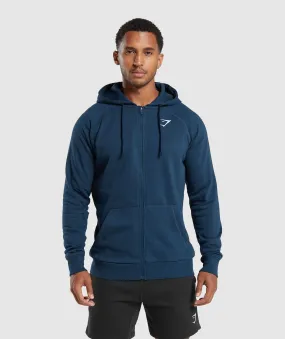 Gymshark Crest Zip Up Hoodie - Navy