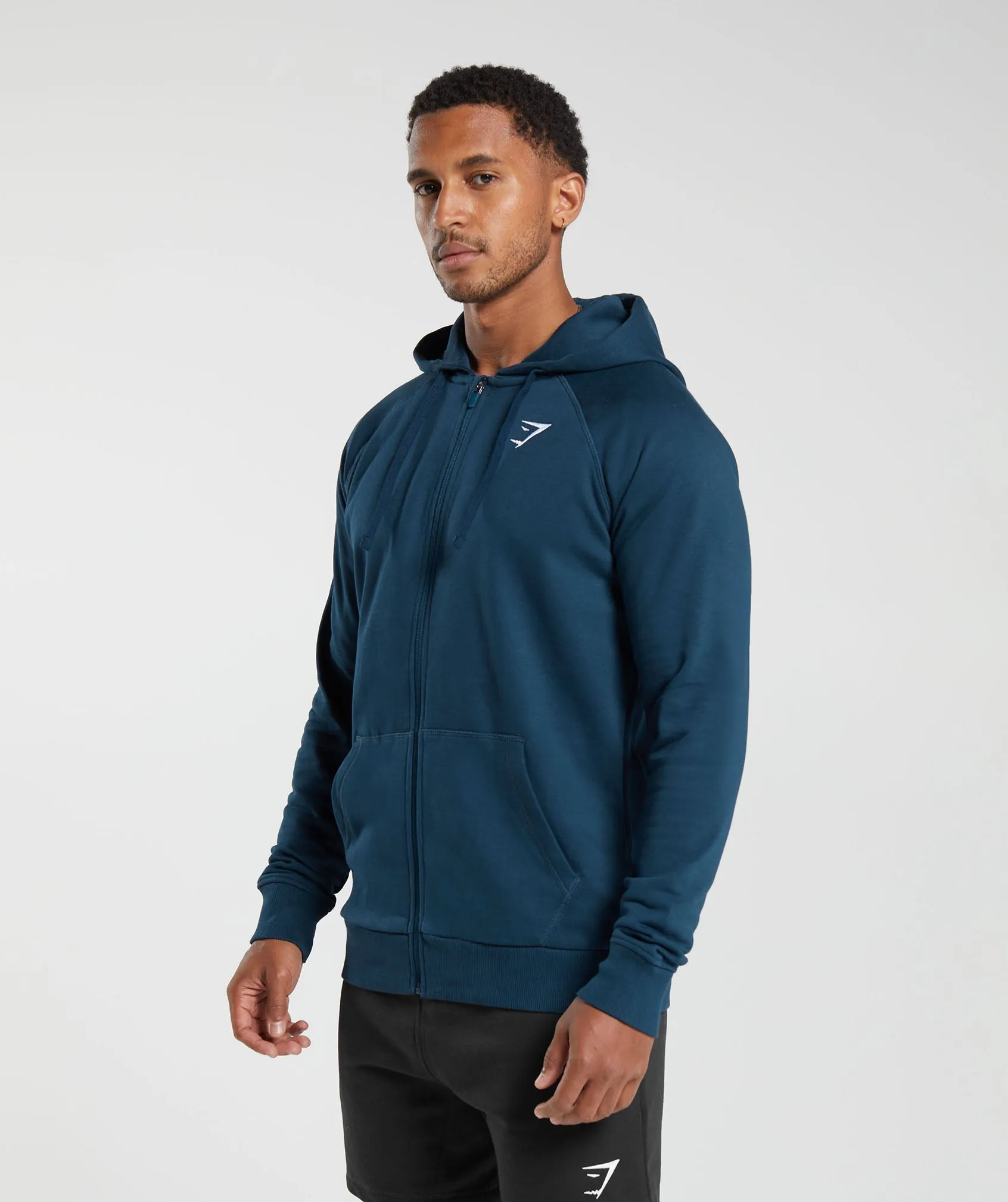 Gymshark Crest Zip Up Hoodie - Navy