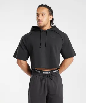 Gymshark Legacy Short Sleeve Cropped Hoodie - Black