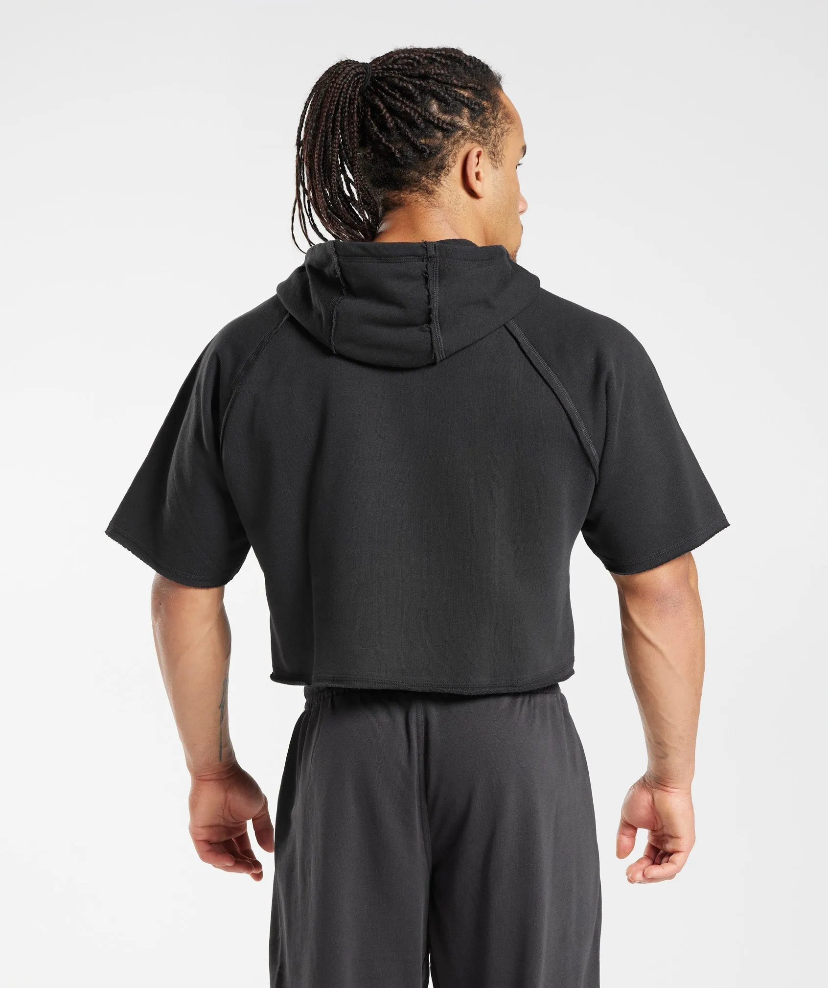 Gymshark Legacy Short Sleeve Cropped Hoodie - Black