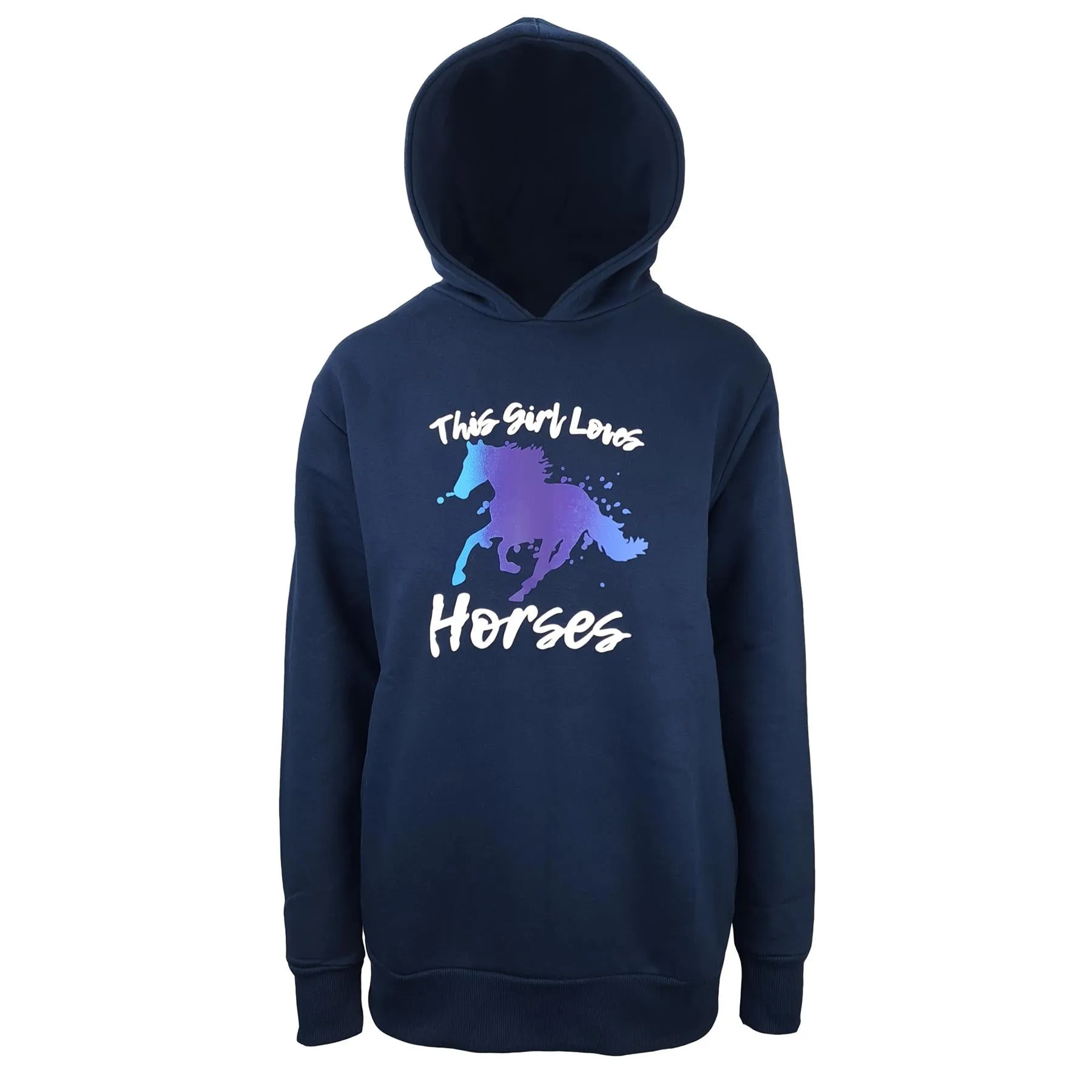 Hazy Blue Womens Pullover Hoodie - Horses