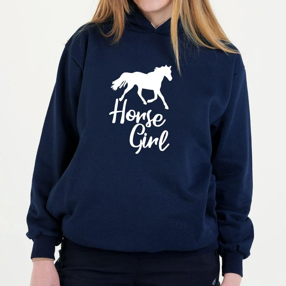 Hazy Blue Womens Pullover Hoodie - Horses