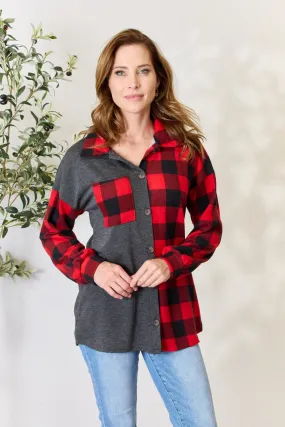 Heimish Full Size Plaid Button Down Shacket