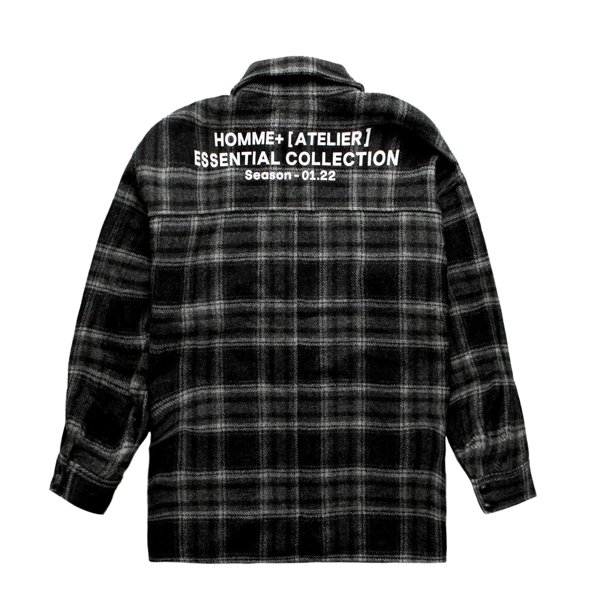 HOMME  Heavyweight Flannel Overshirt Black/Grey Plaid