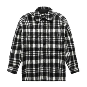 HOMME  Heavyweight Flannel Overshirt Grey/White Plaid