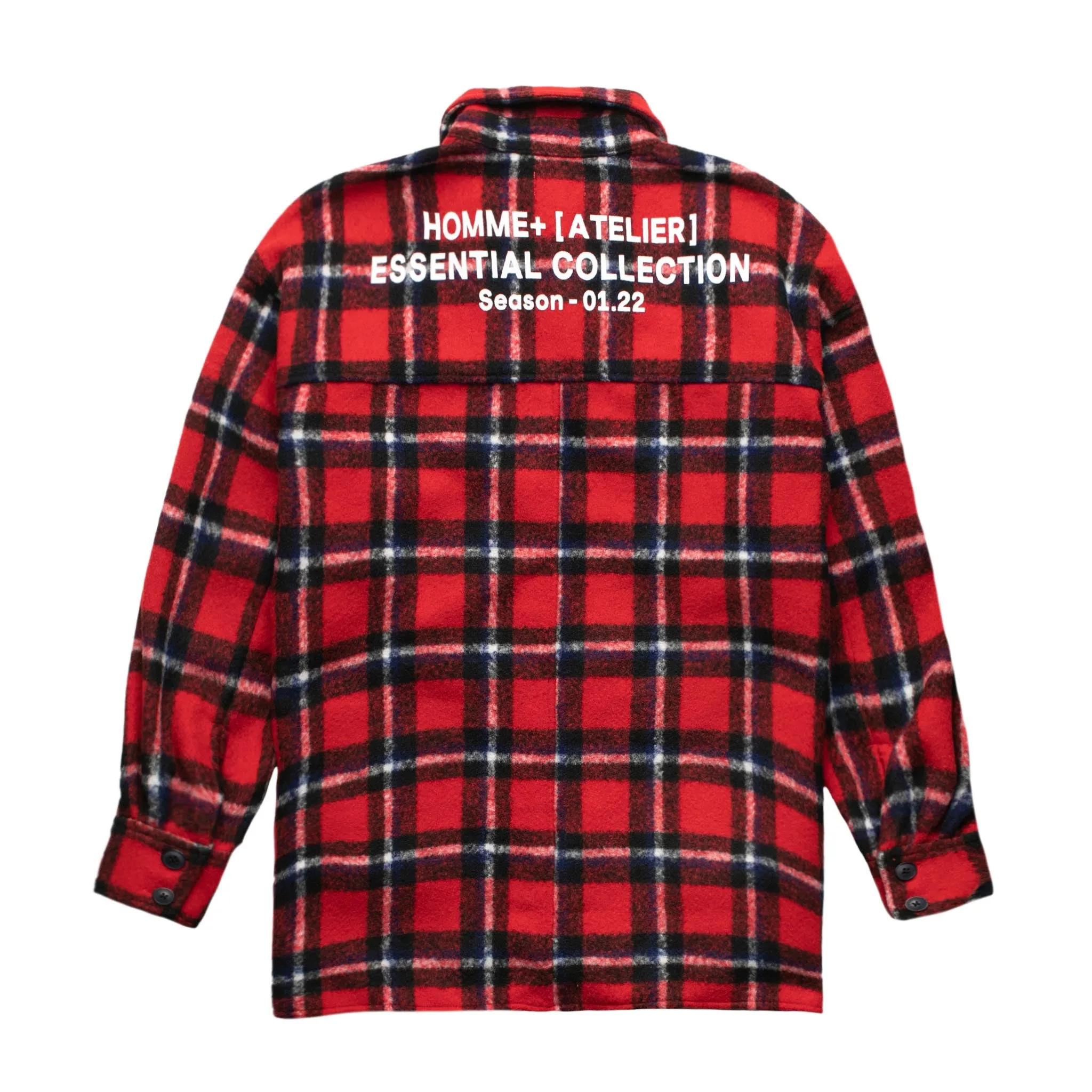 HOMME  Heavyweight Flannel Overshirt Red Plaid