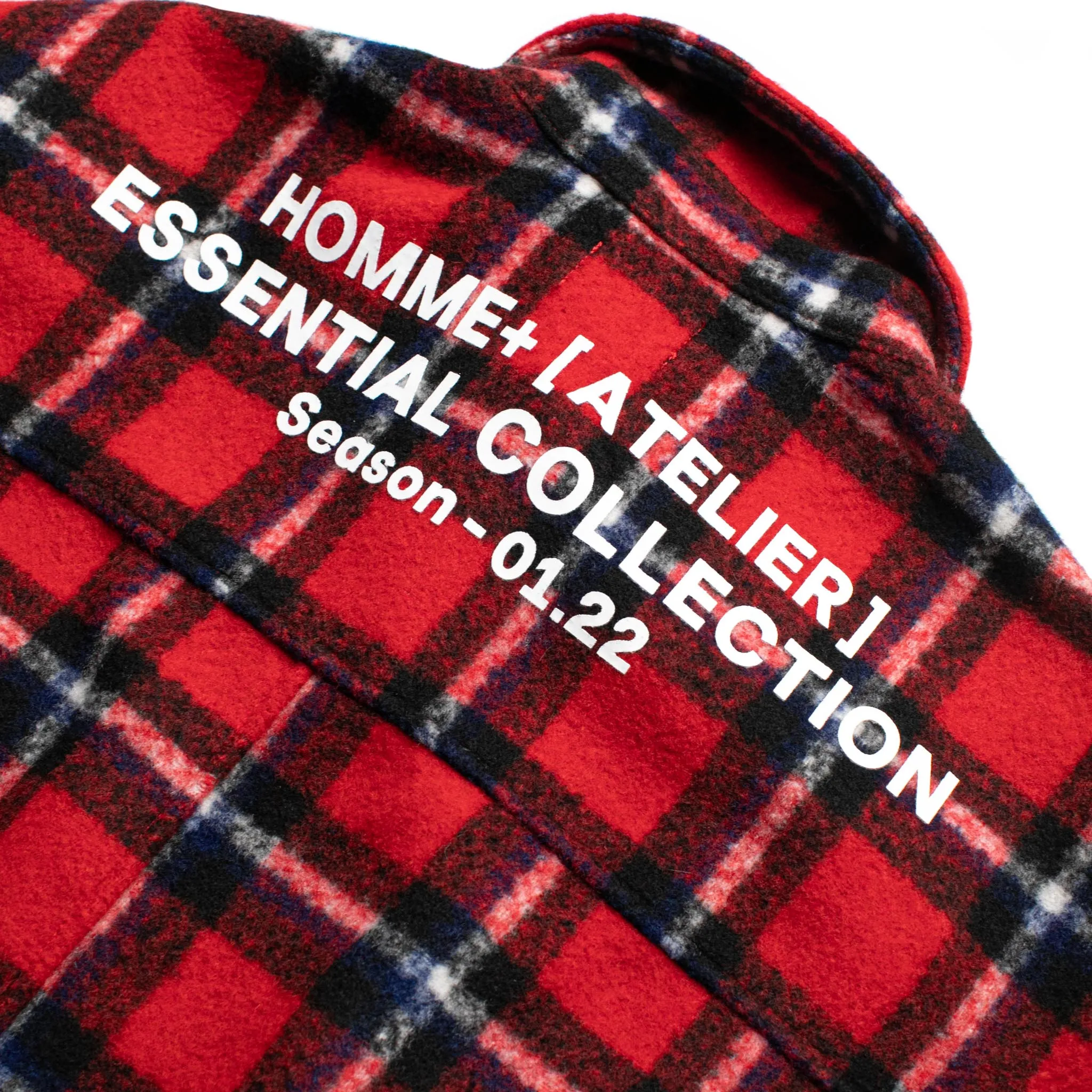 HOMME  Heavyweight Flannel Overshirt Red Plaid