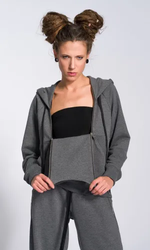 Hoodie with Zippered Drop Neckline