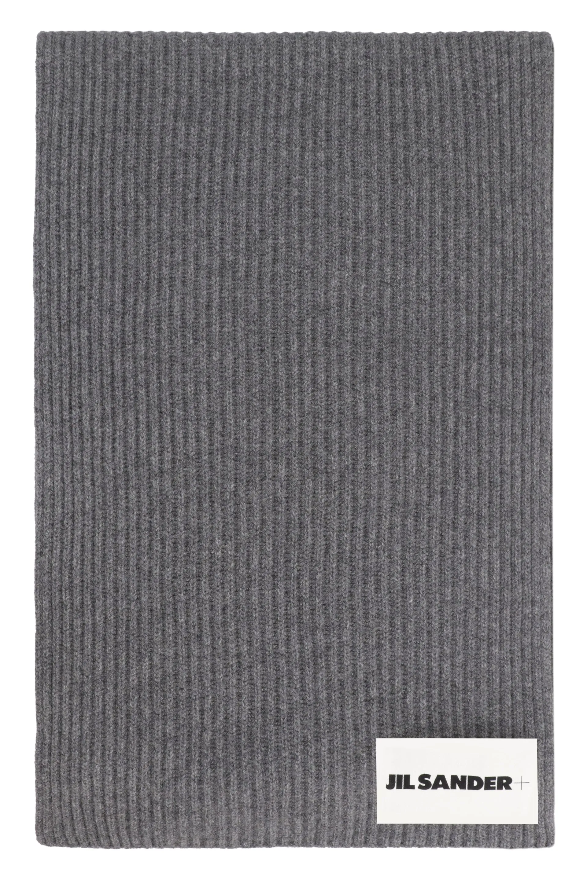 JIL SANDER Luxurious Ribbed Wool Scarf 240x42cm - Gray