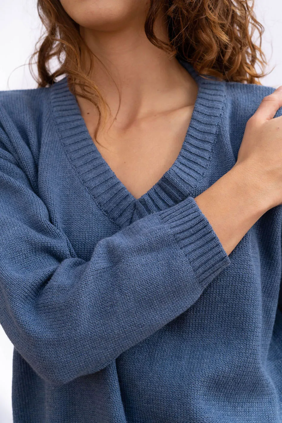 Jolene V Neck Sweater in Vintage Navy