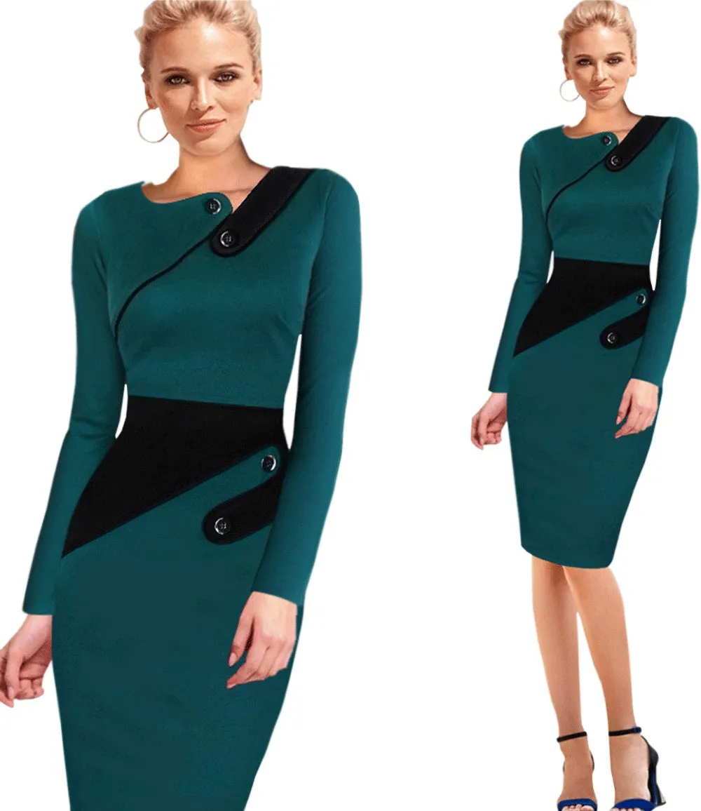 Ketty More Women Bodycon Long Sleevess Slim Evening Formal Dress-KMWD367