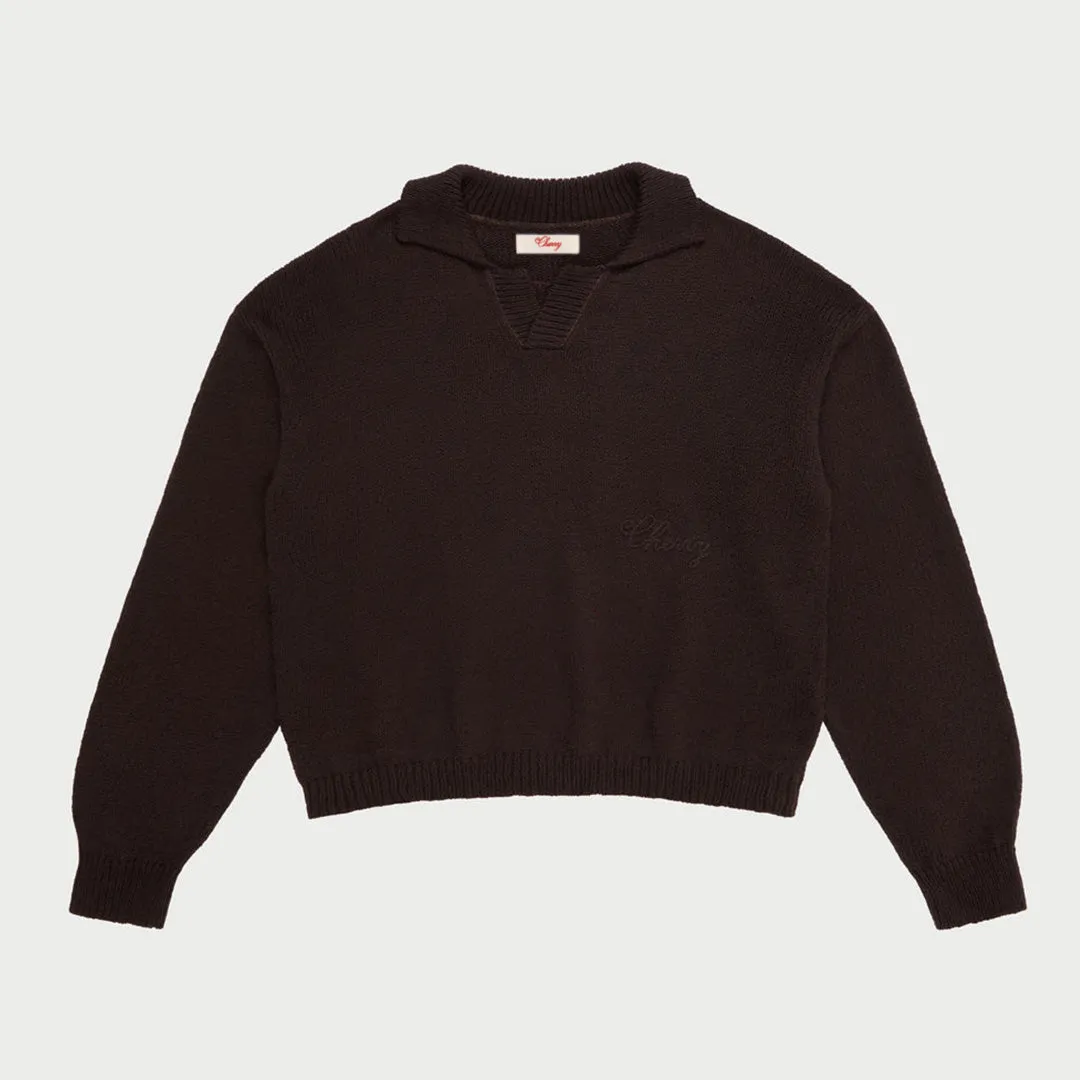 Knit Henley Sweater (Dark Chocolate)