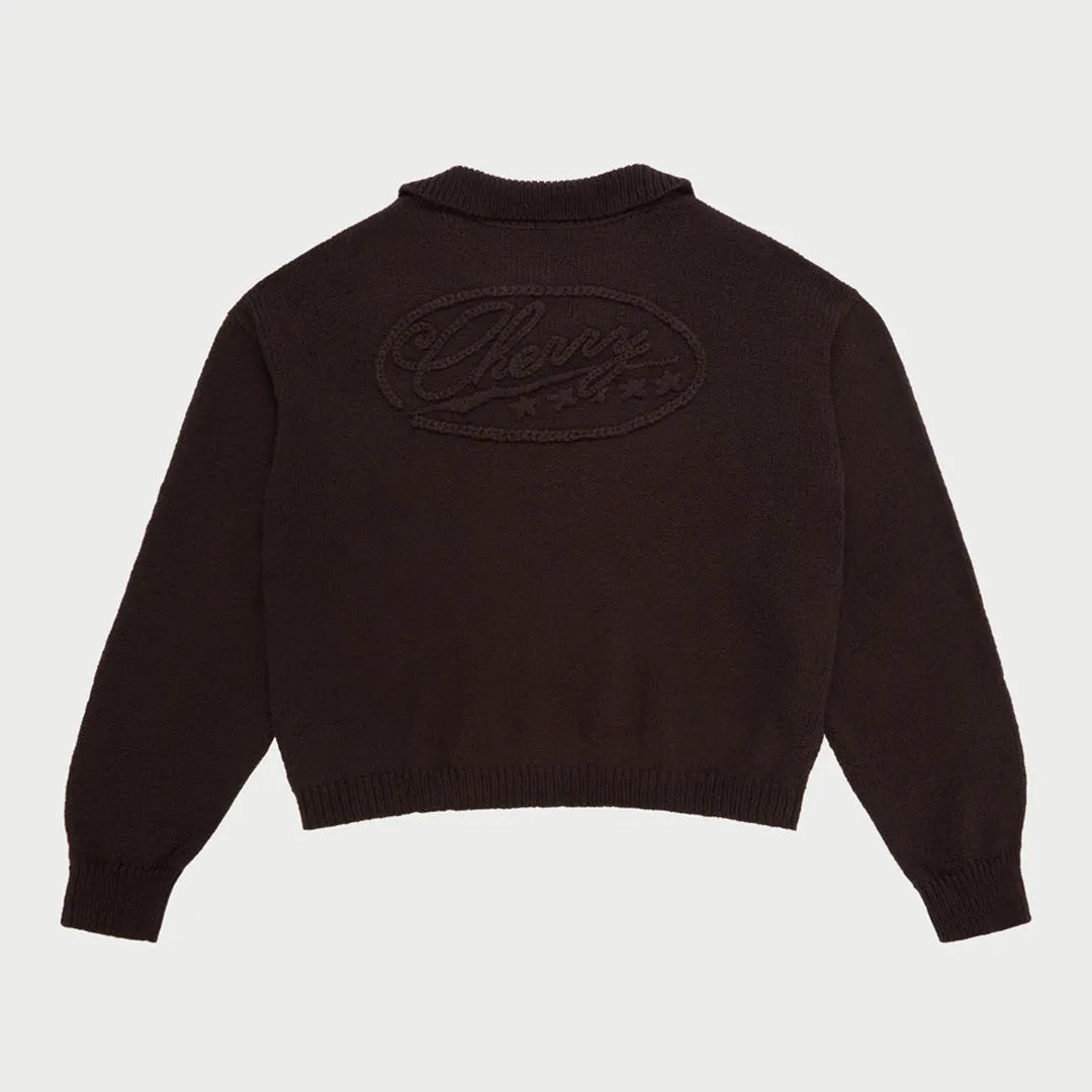 Knit Henley Sweater (Dark Chocolate)