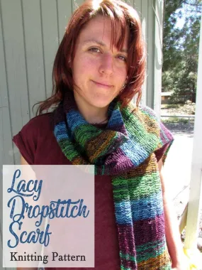 Lacy Dropstitch Scarf, Beginners Knitting Pattern