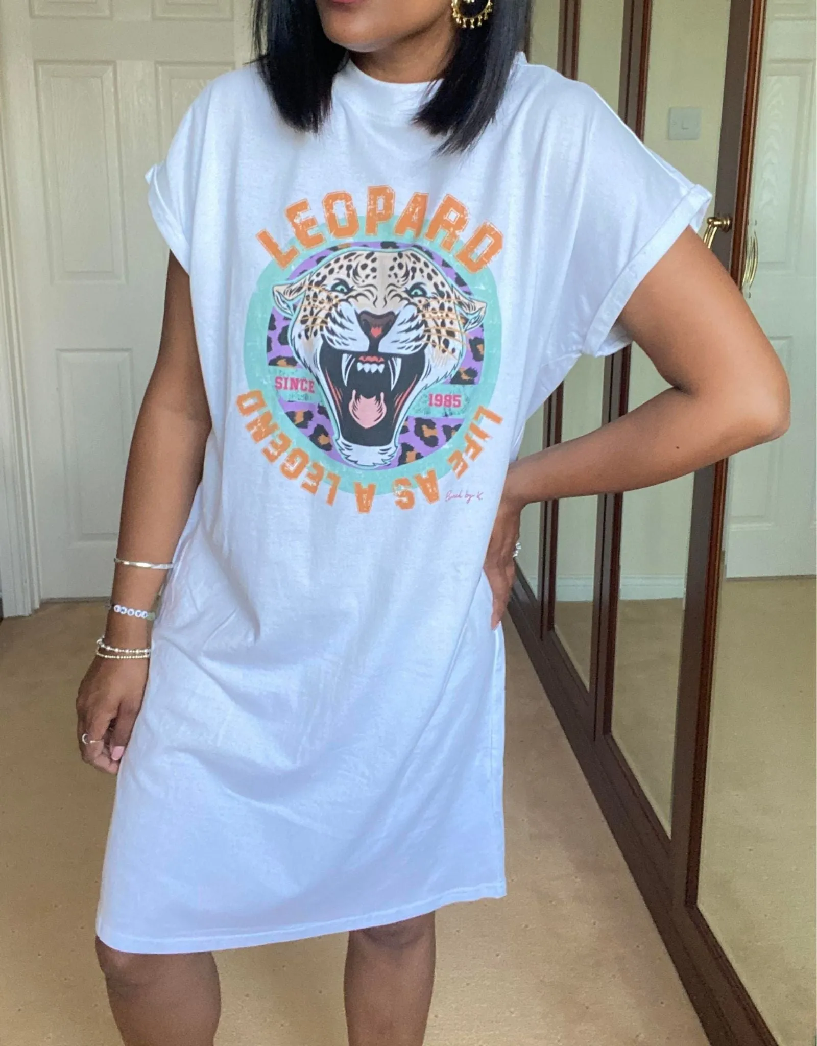 Leopard Legend White T shirt Dress