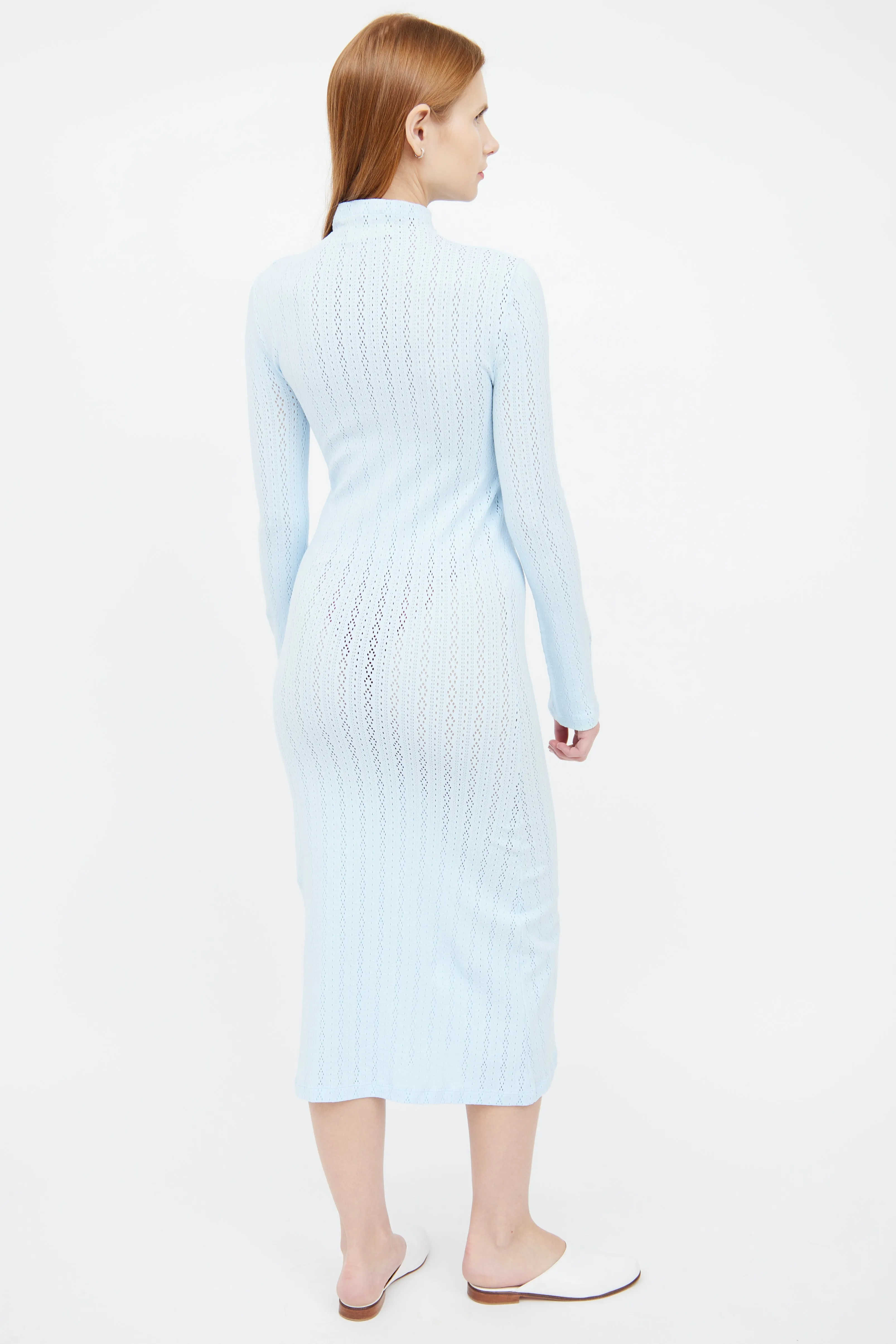 Light Blue Eyelet Knit Dress