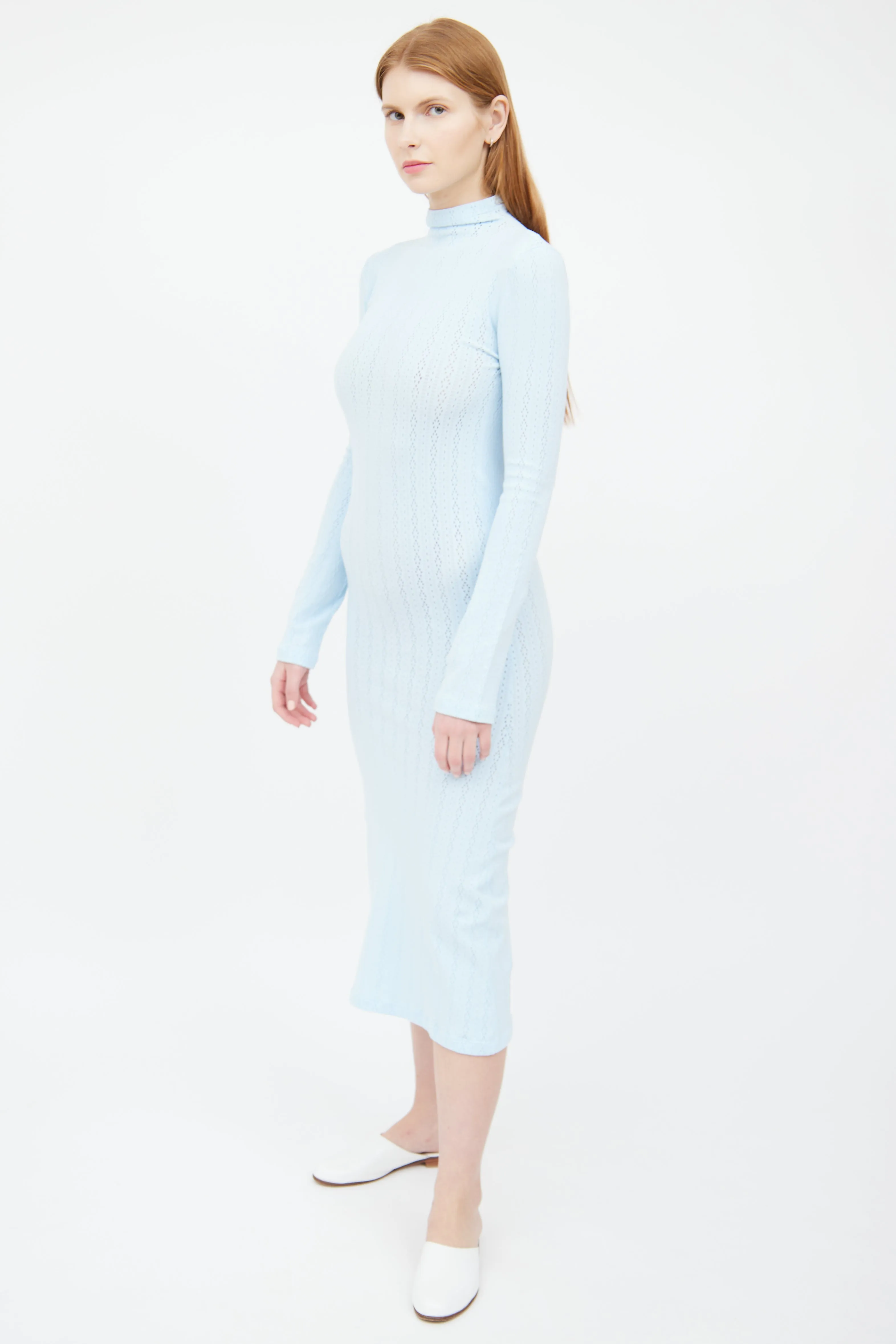 Light Blue Eyelet Knit Dress