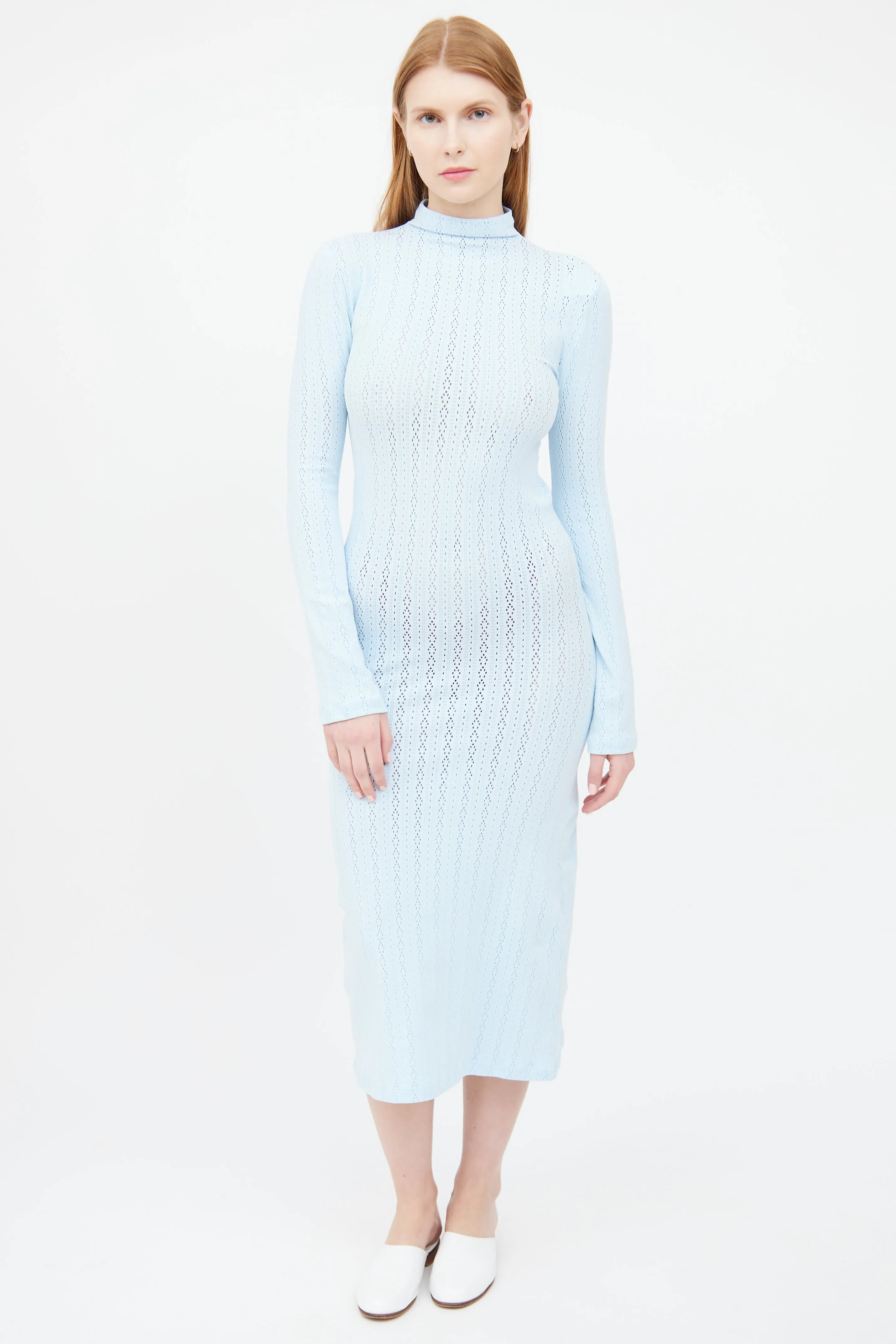 Light Blue Eyelet Knit Dress