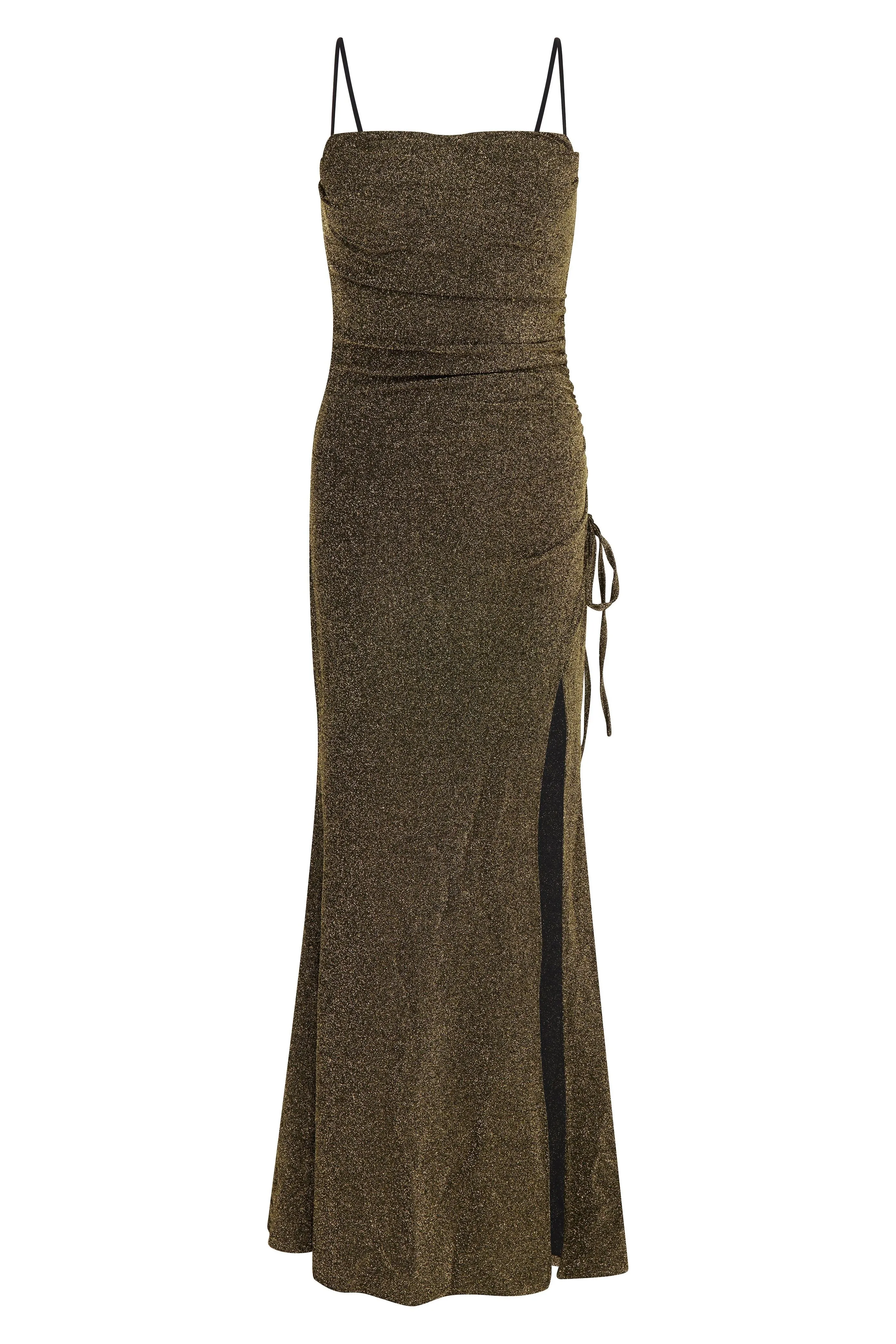 Liquorish Gold Lurex Maxi Jersey Dress