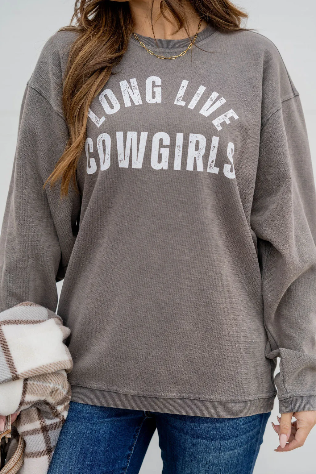 Long Live Cowgirls Waffled Graphic Crewneck