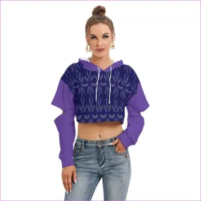 Mandala Womens Cropped Hoodie With Hollow Out Sleeve