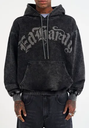 Mens Death Rider Denim Pouch Hoodie - Black