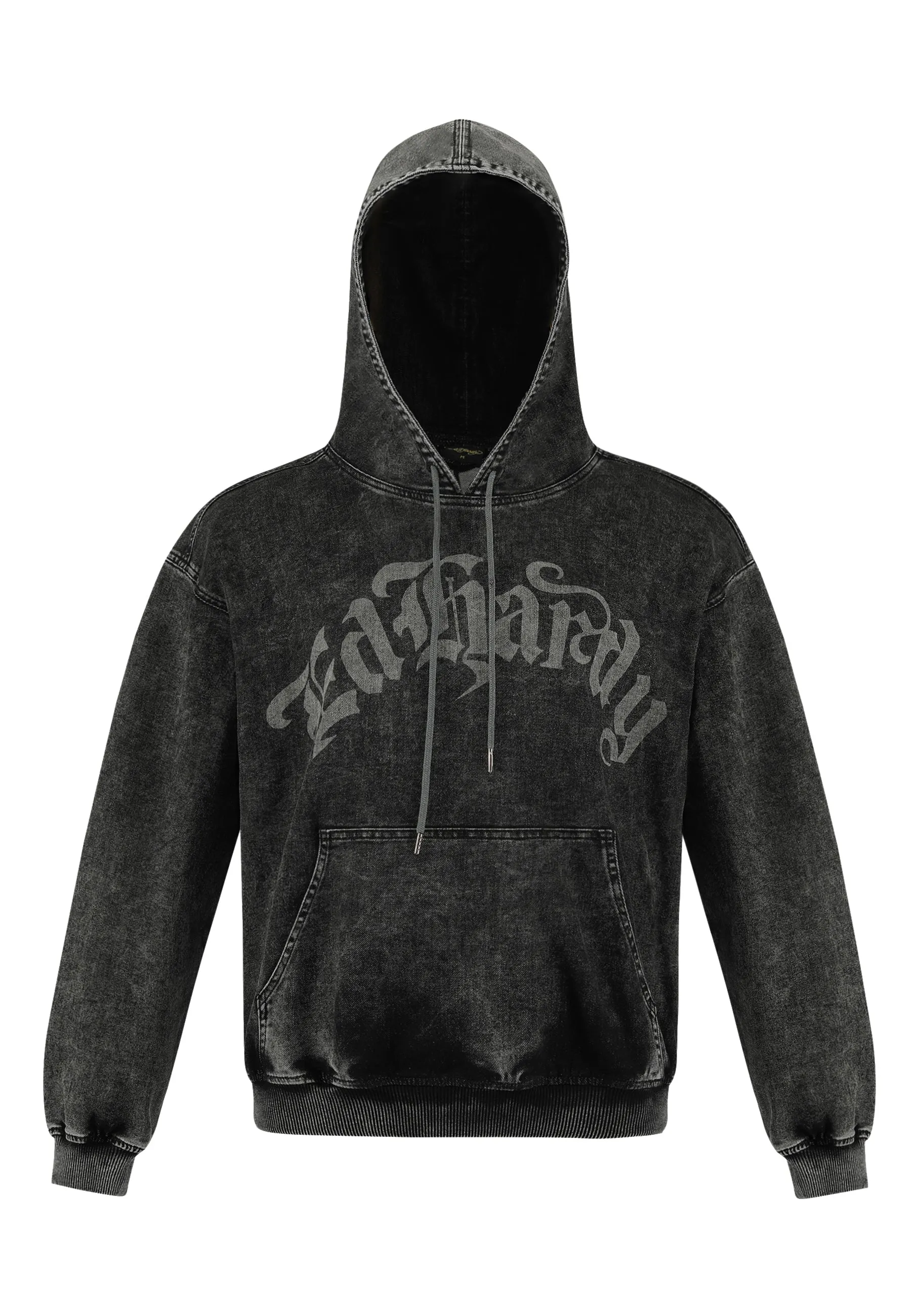 Mens Death Rider Denim Pouch Hoodie - Black