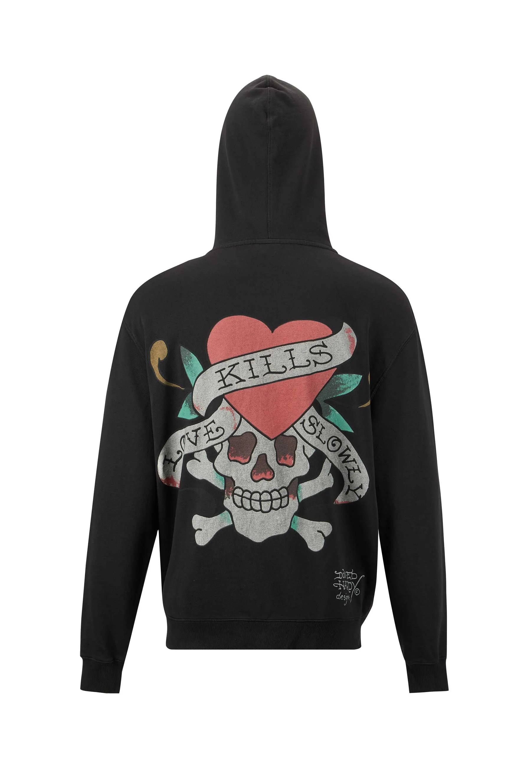 Mens Love Kills Slowly Graphic Zip Through Hoodie - Black