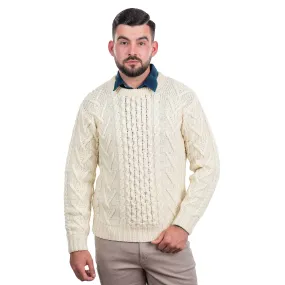 Men's Merino Aran Sweater, Natural