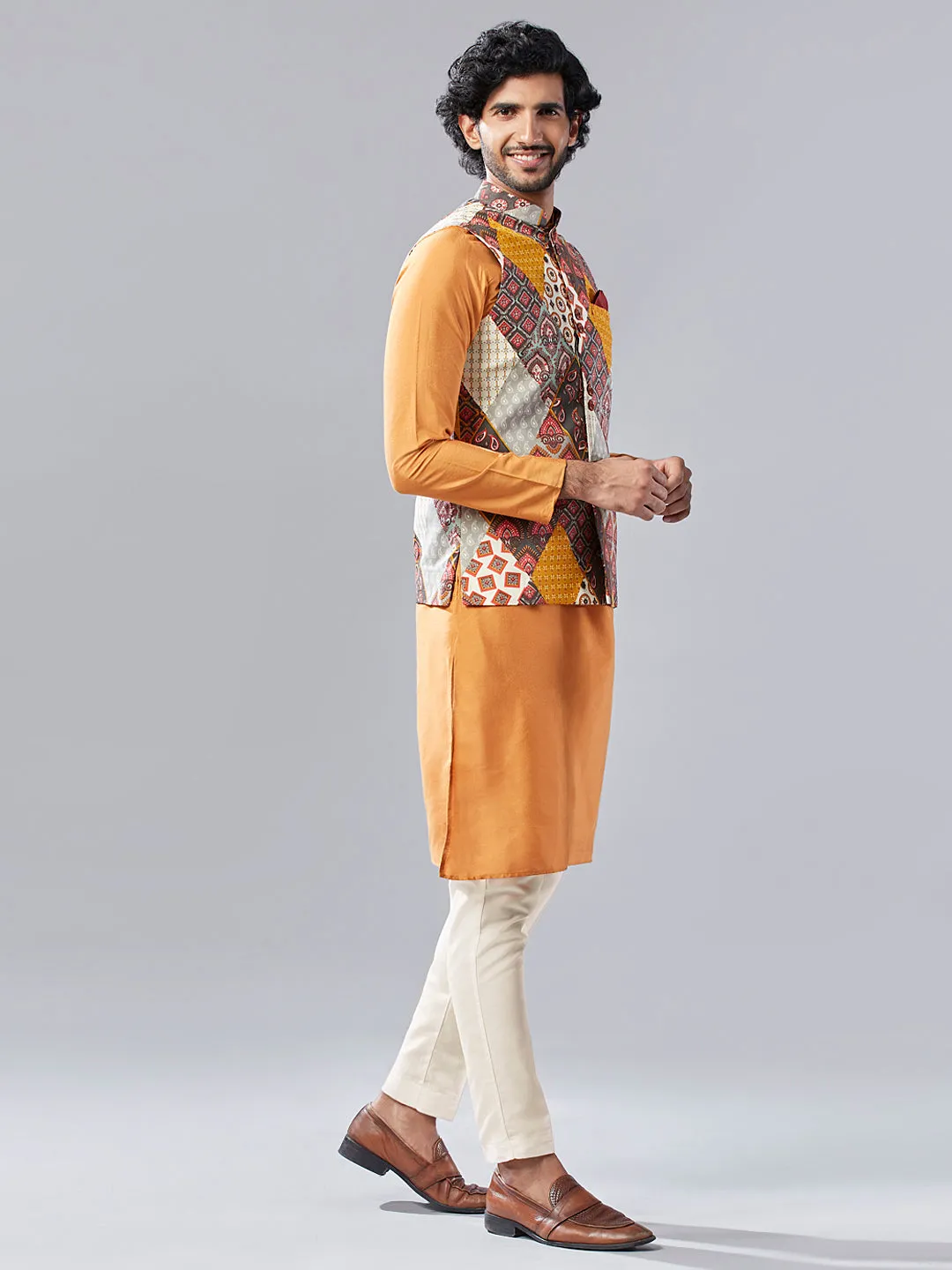 Men's Multi Kurta Jacket Trouser Set