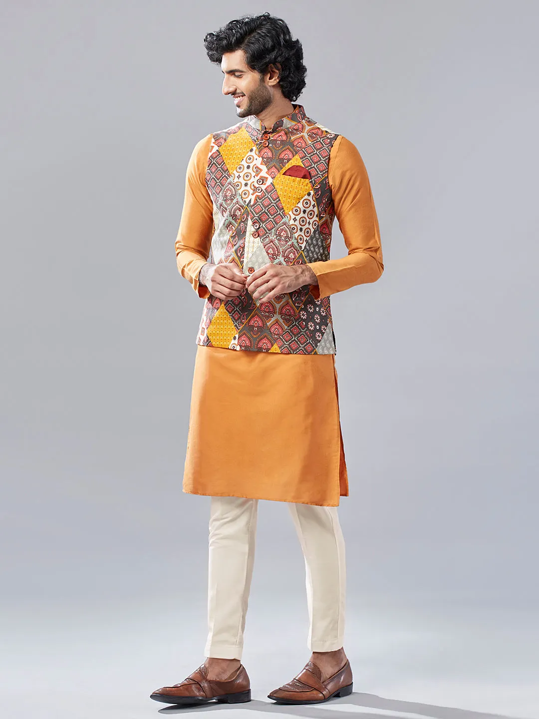 Men's Multi Kurta Jacket Trouser Set