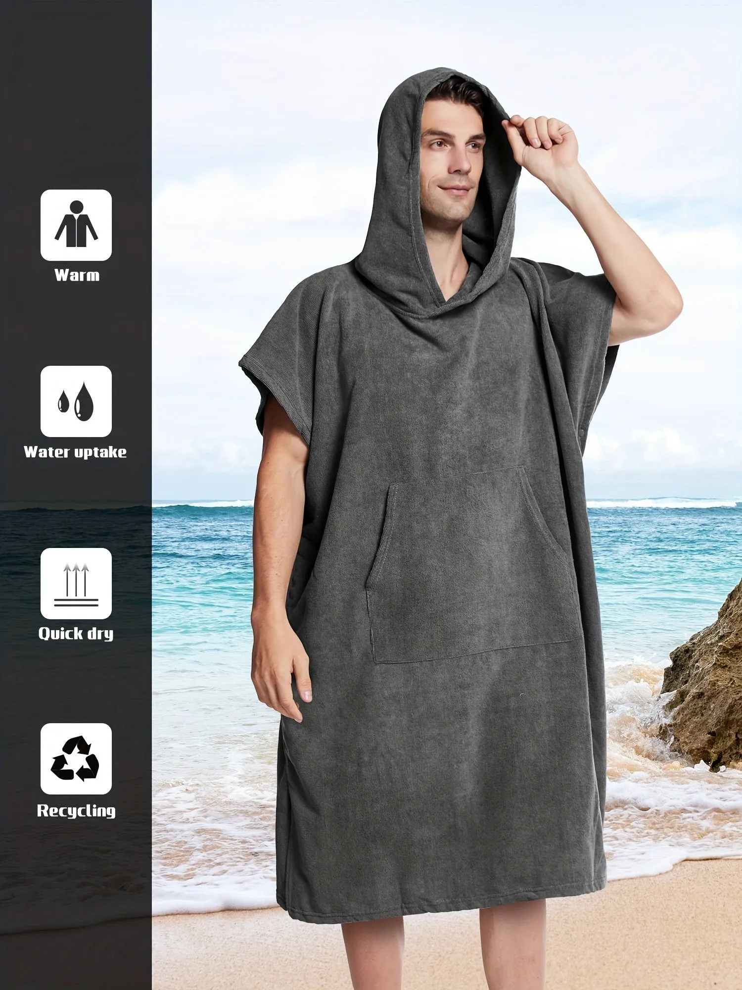 Mens Quick Drying Towel Robe Stylish  Comfortable Nightwear