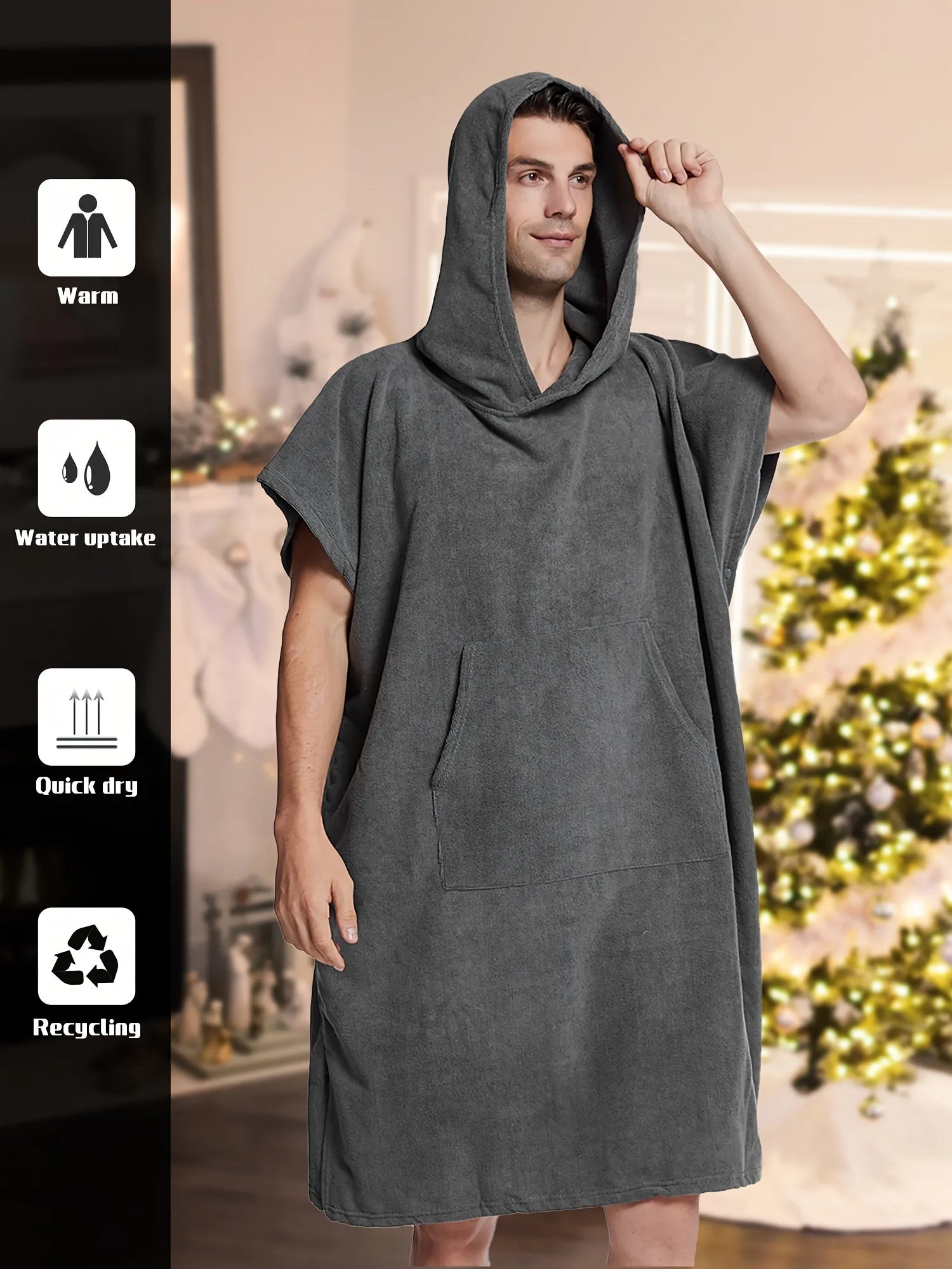 Mens Quick Drying Towel Robe Stylish  Comfortable Nightwear