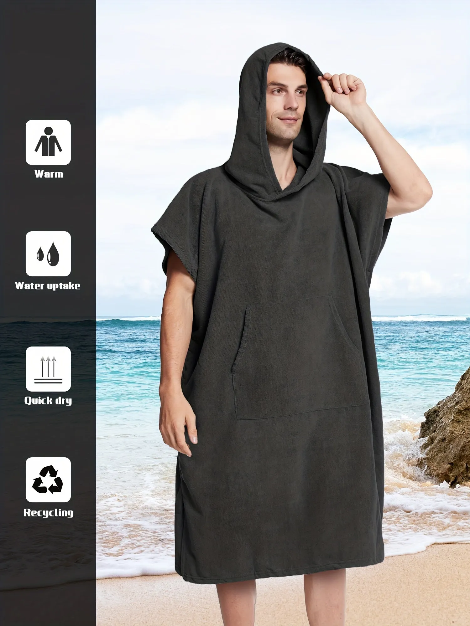 Mens Quick Drying Towel Robe Stylish  Comfortable Nightwear