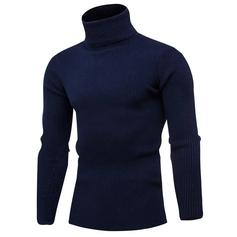 Men's Turtleneck Slim Fit Simple Pullover Sweater 60865816YM