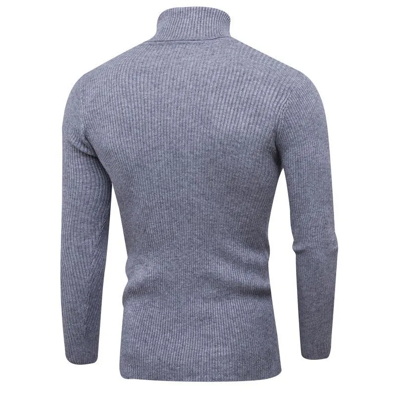 Men's Turtleneck Slim Fit Simple Pullover Sweater 60865816YM