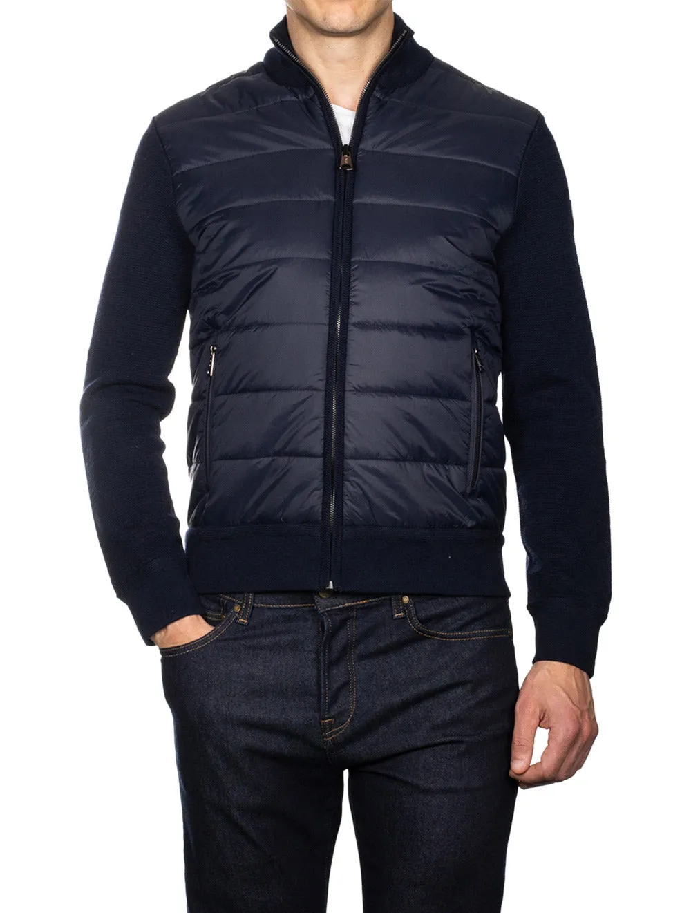 Merino Wool Full Zip Cruise Navy