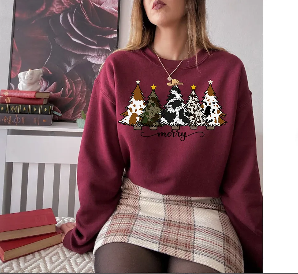 Merry Christmas Crewneck Sweatshirt, Western Christmas , Country Christmas,Holiday,Western Crewneck Sweatshirt