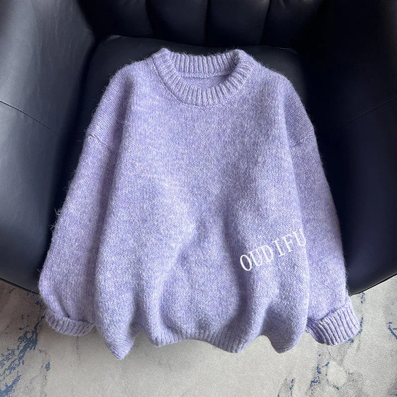 METAVERSMALL Small fresh soft waxy pullover sweater women's autumn and winter New new loose lazy style design knitted sweater top