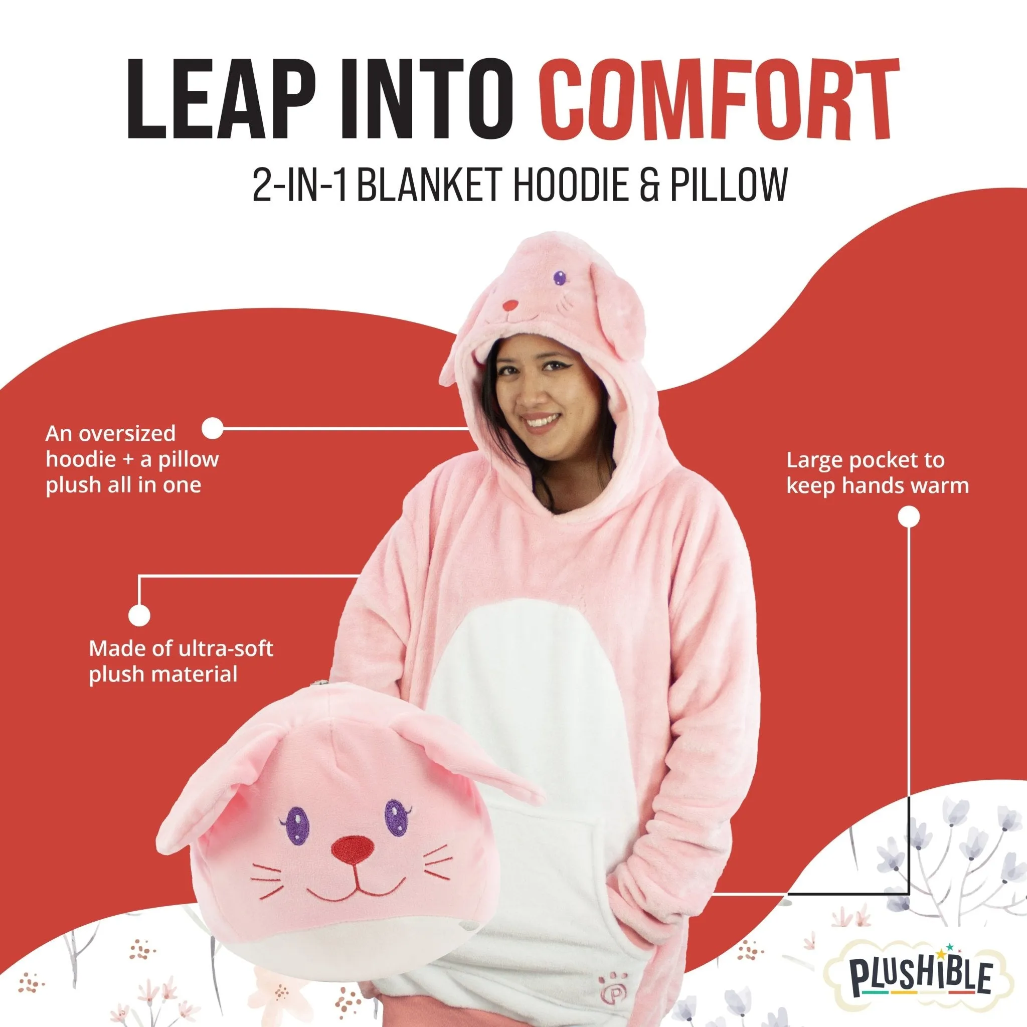 Mochi Bunny Adult Snugible | Blanket Hoodie & Pillow