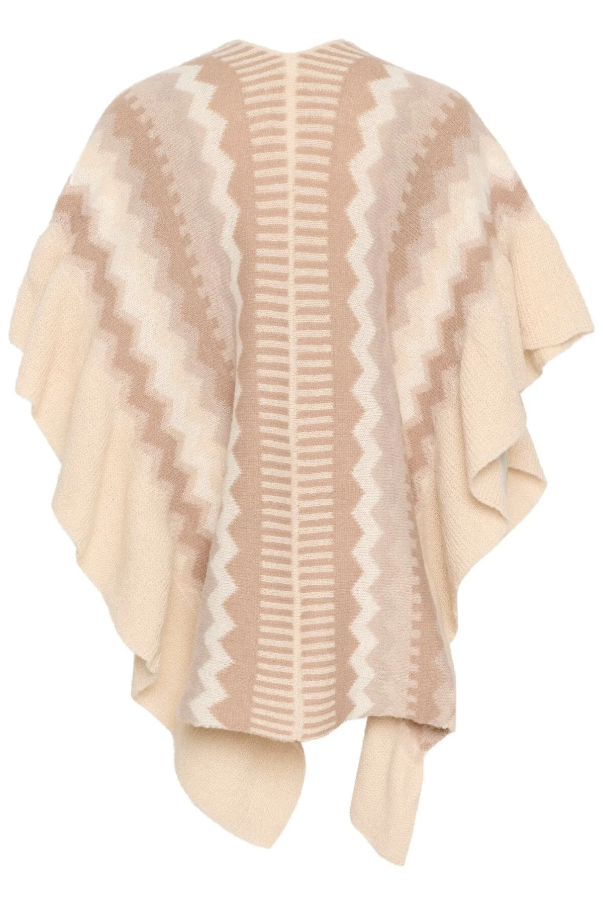 MULTI BEIGE KNIT SCARF CAPE