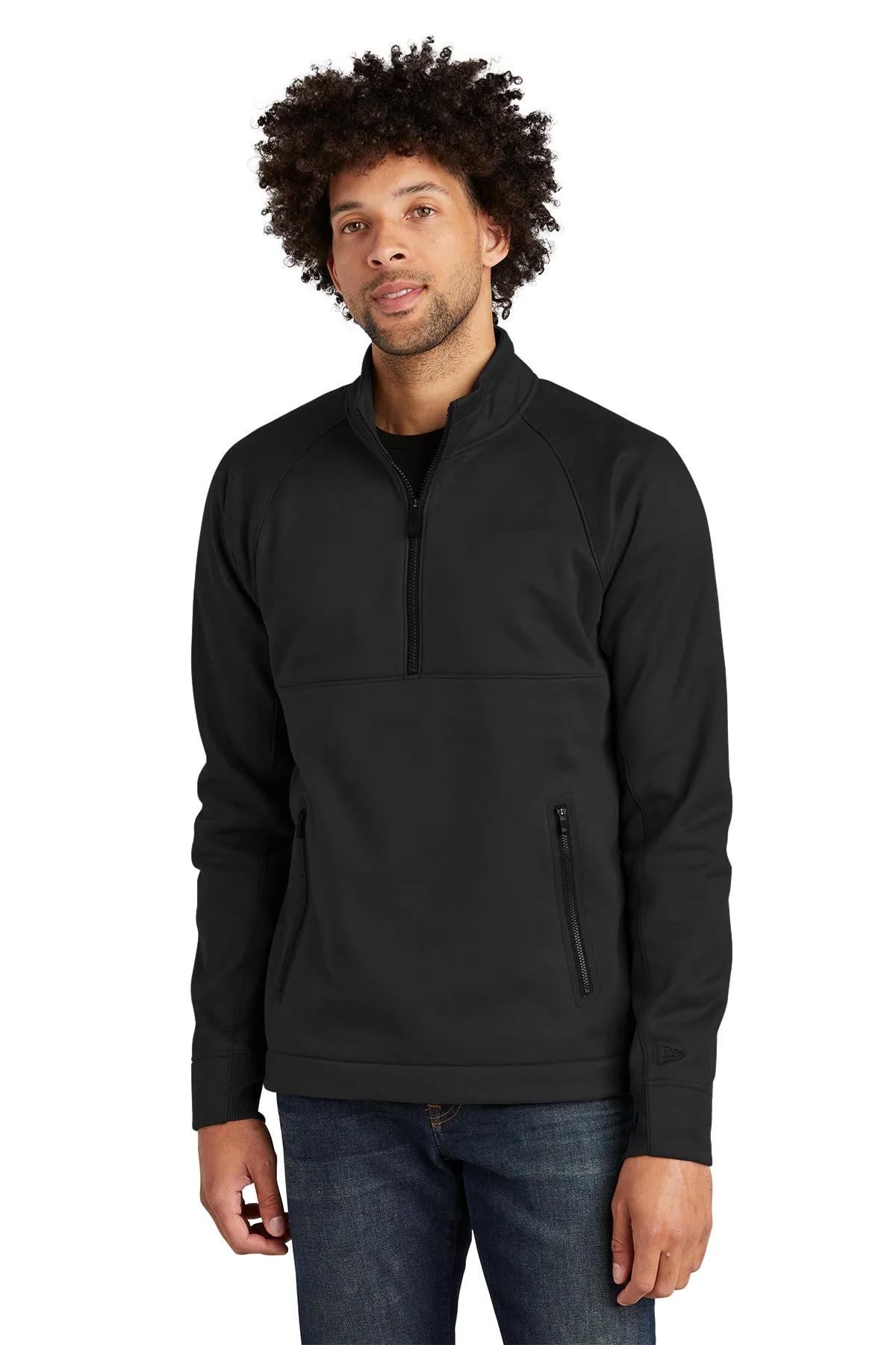 New Era Venue Fleece Custom Quarter Zips, Black