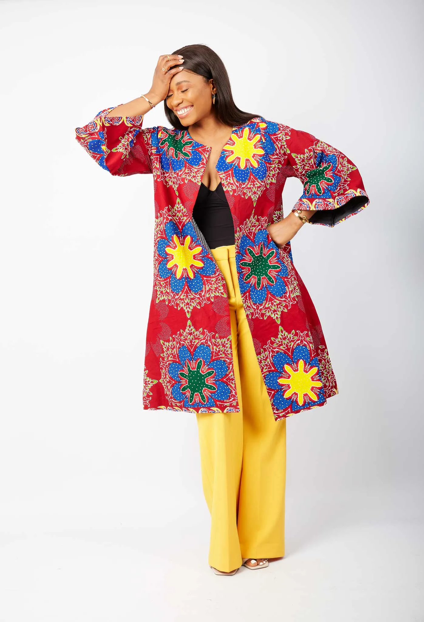 New In Embellished African Print Midi Jacket - Latisha