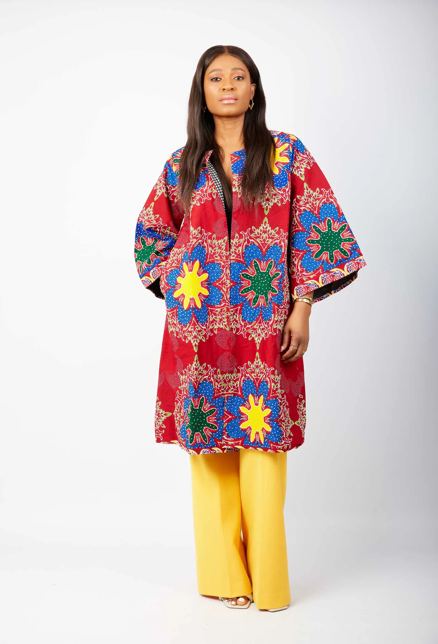 New In Embellished African Print Midi Jacket - Latisha