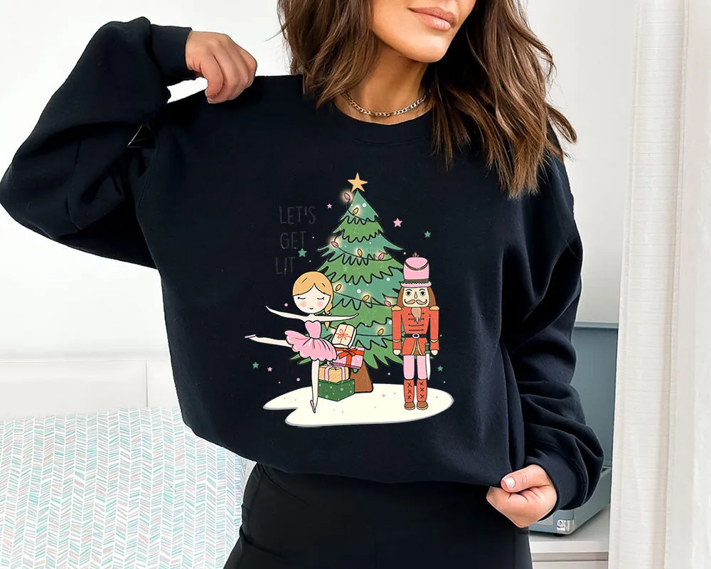 Nutcracker, Pink Christmas , Christmas Crewneck hoodie Sweatshirt, Happy Holidays Country Christmas,Holiday