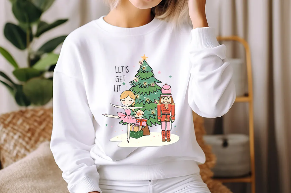 Nutcracker, Pink Christmas , Christmas Crewneck hoodie Sweatshirt, Happy Holidays Country Christmas,Holiday