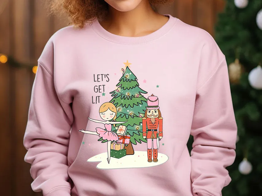 Nutcracker, Pink Christmas , Christmas Crewneck hoodie Sweatshirt, Happy Holidays Country Christmas,Holiday