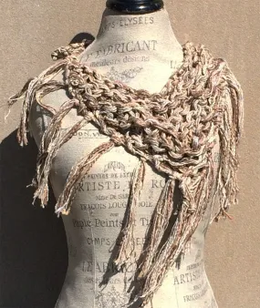 Oatmeal/Tan Tweed Triangle Scarf