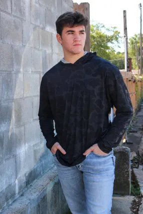 Old School Black Camo Performance Moisture Wicking Hoodie